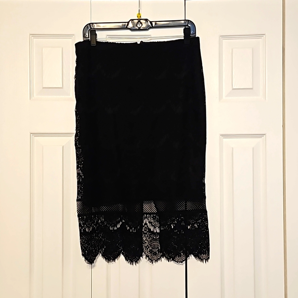 Express Midi Lace-Detailed Skirt